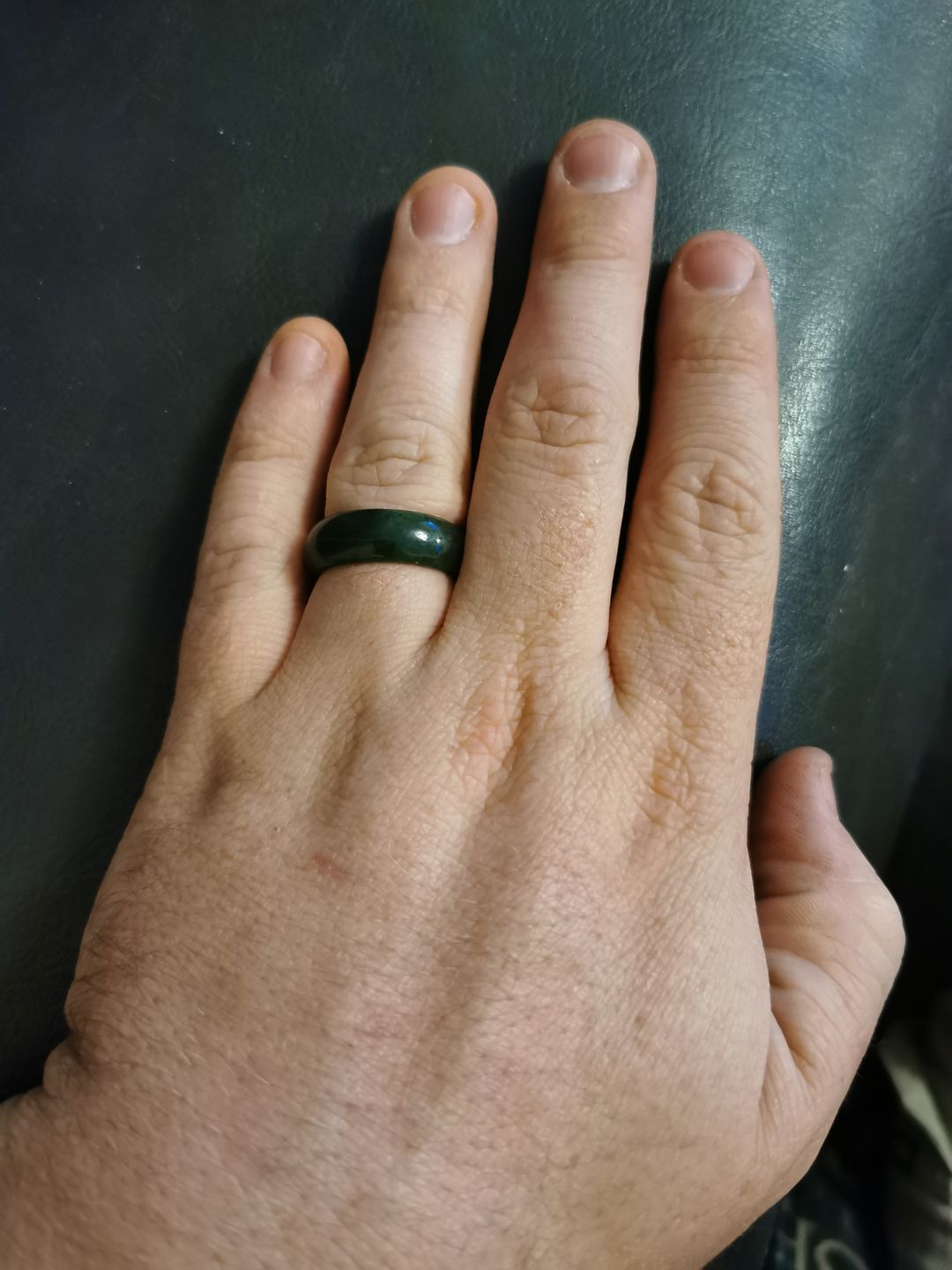 Customer photo review of Wide Greenstone Ring
