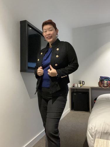 Customer photo review of Austere Suede Touch Jacket - Jet Black