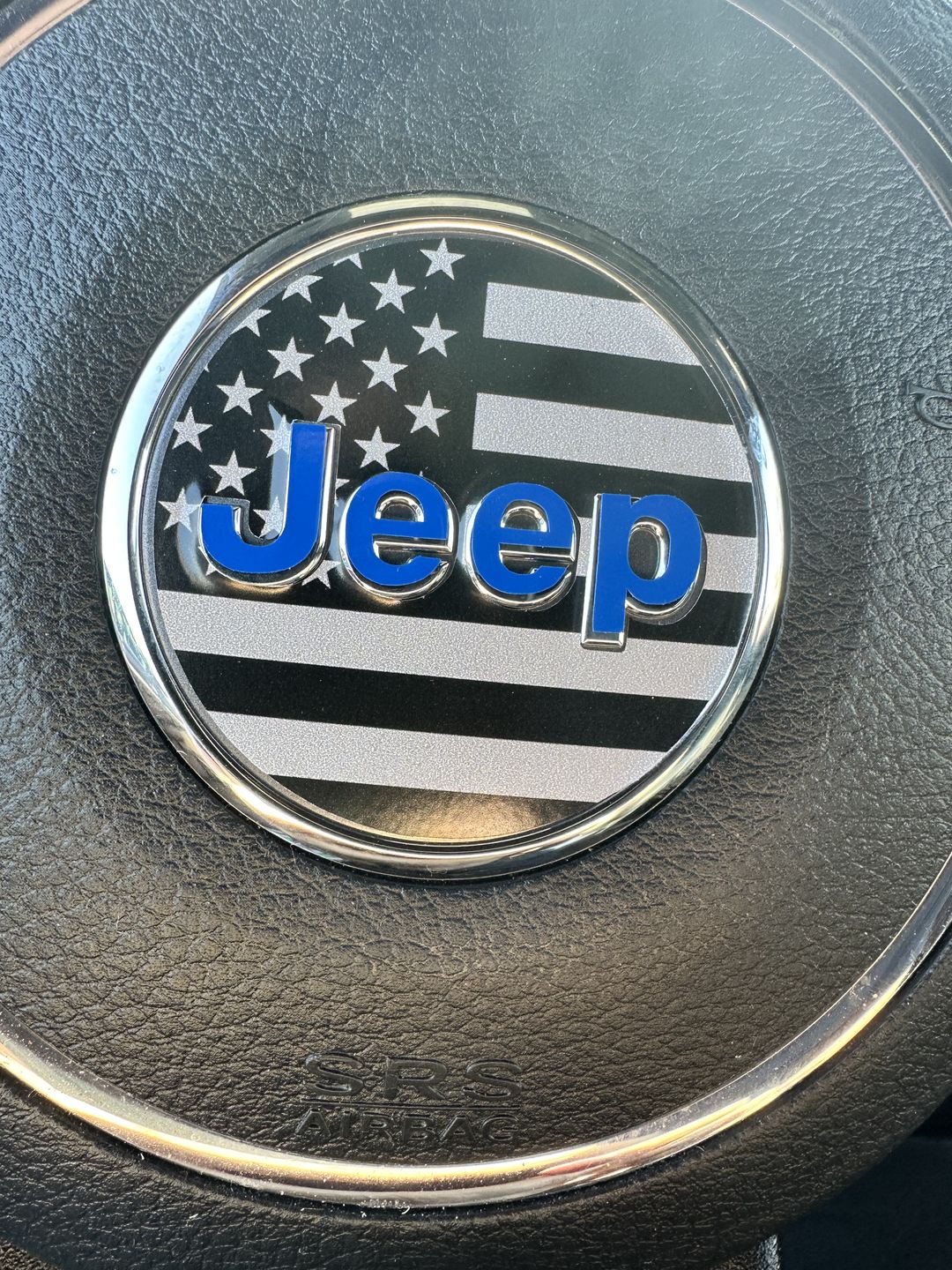 Customer photo review of American Flag Steering Wheel Decal for Jeep