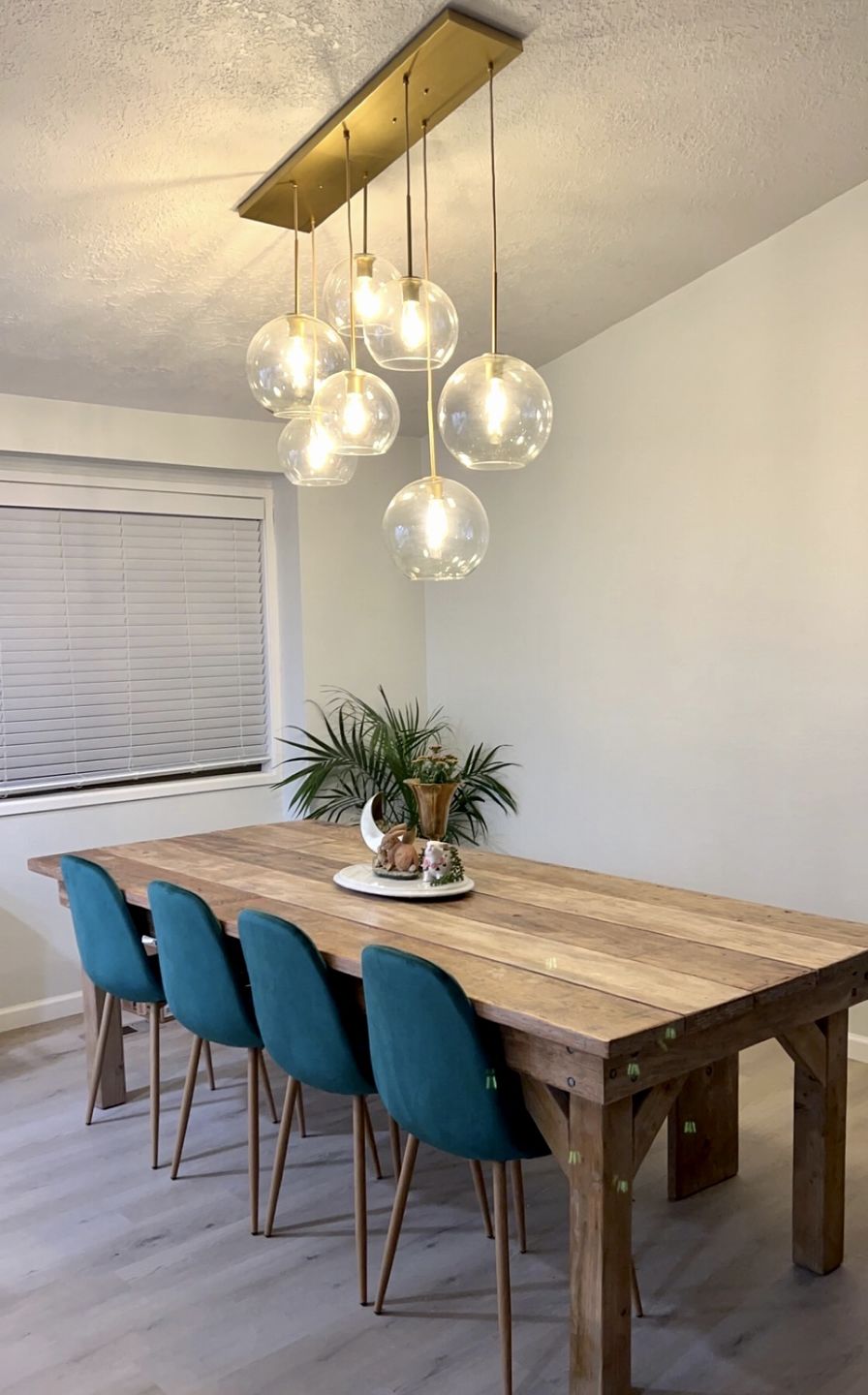 Customer photo review of Modern 7-Light Sculptural Glass Globe Pendant Chandelier