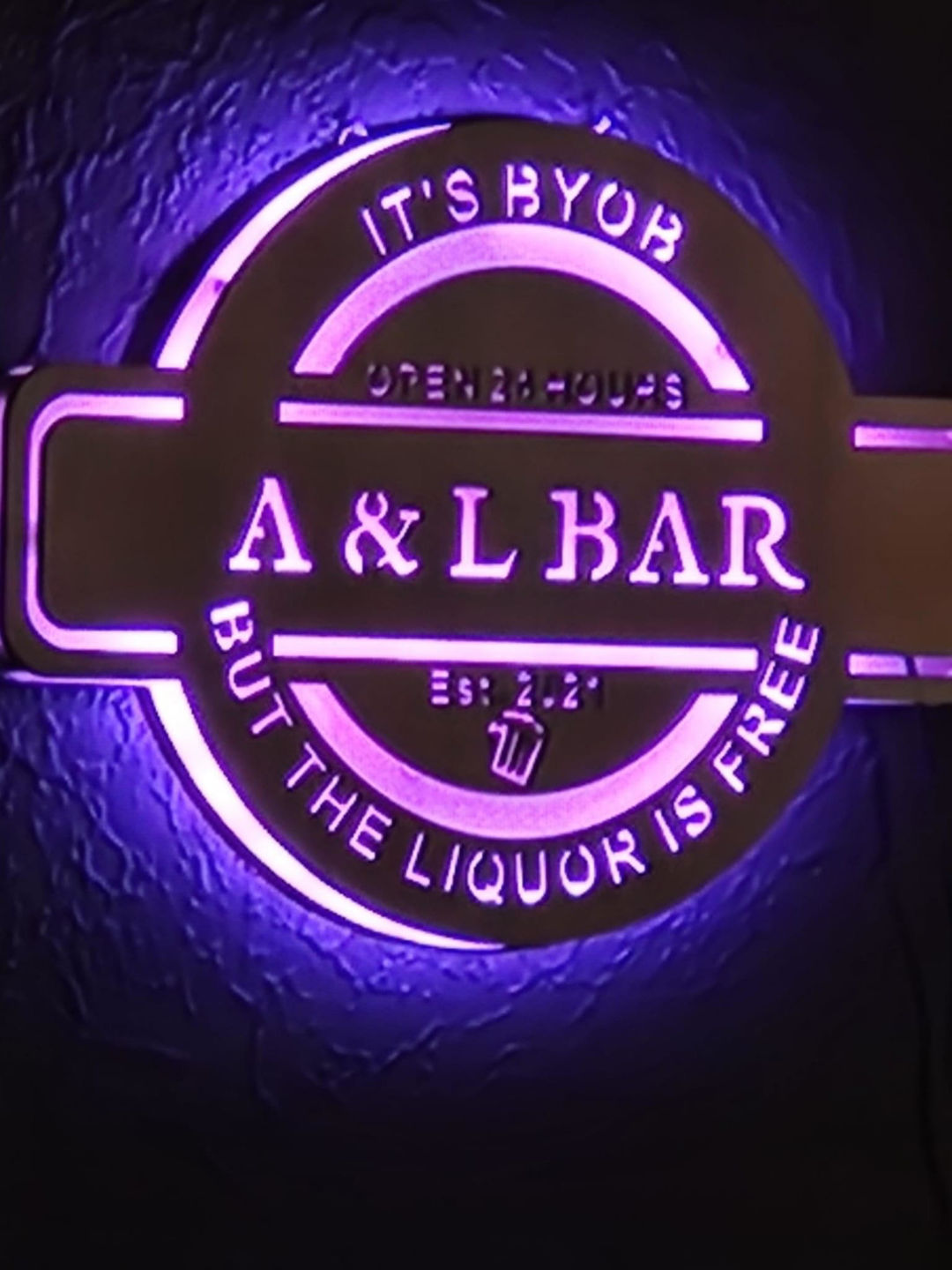 Customer photo review of Personalized LED Color Changing Man Cave Sign