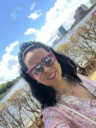 Customer photo review of MIDNIGHT PEBBLE CABOCHON KNOTTED HEADBAND