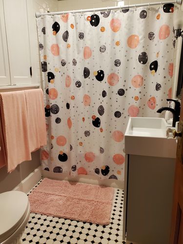 Customer photo review of Modern Dots Fabric Shower Curtain
