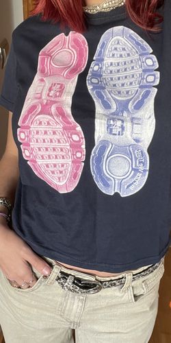 Customer photo review of 'We Come as a Pair' baby tee