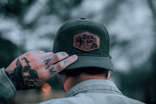 Customer photo review of Waxed Canvas Custom Leather Patch Hat (LIMITED)
