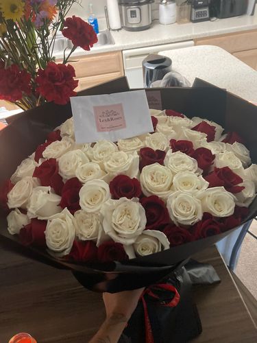 Customer photo review of White & Red Bouquet