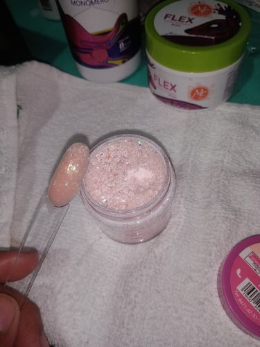Customer photo review of Acrílico Make Cover Flake Pastel 1 oz Fantasy Nails