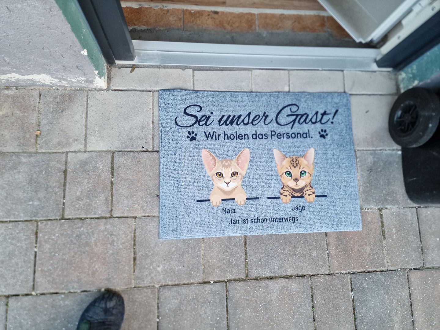 Customer photo review of Katzen holen ihr Personal - Individuelle Fußmatte
