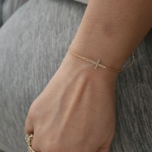 Customer photo review of Dainty Cross Bracelet