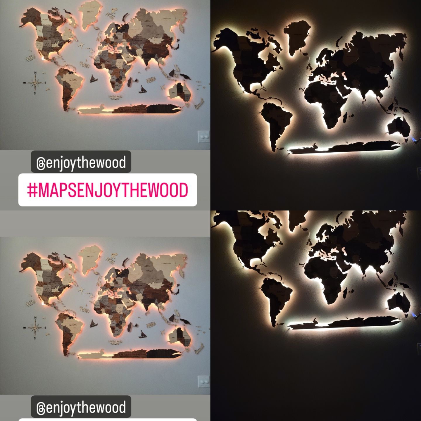 Customer photo review of Mapa Mundi 3D de Madera con Luz LED 3.0 Multicolor