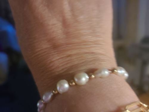 Customer photo review of mary pearl earrings