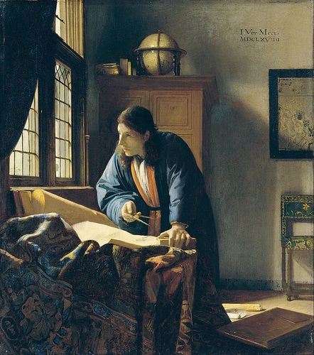 Customer photo review of The Geographer, vintage artwork by Johannes Vermeer, vintage art, A3 (16x12") Poster Print