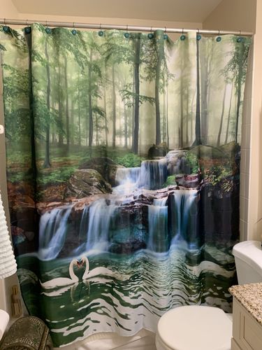 Customer photo review of Lush Waterfalls Fabric Shower Curtain
