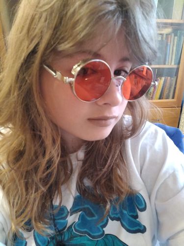 Customer photo review of Designer Metal Steampunk Sunglasses