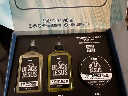 Customer photo review of BLACK JESUS SUITE | GLAZE DRY BODY OIL, BUTTER BODY BALM, BASE BODY WASH