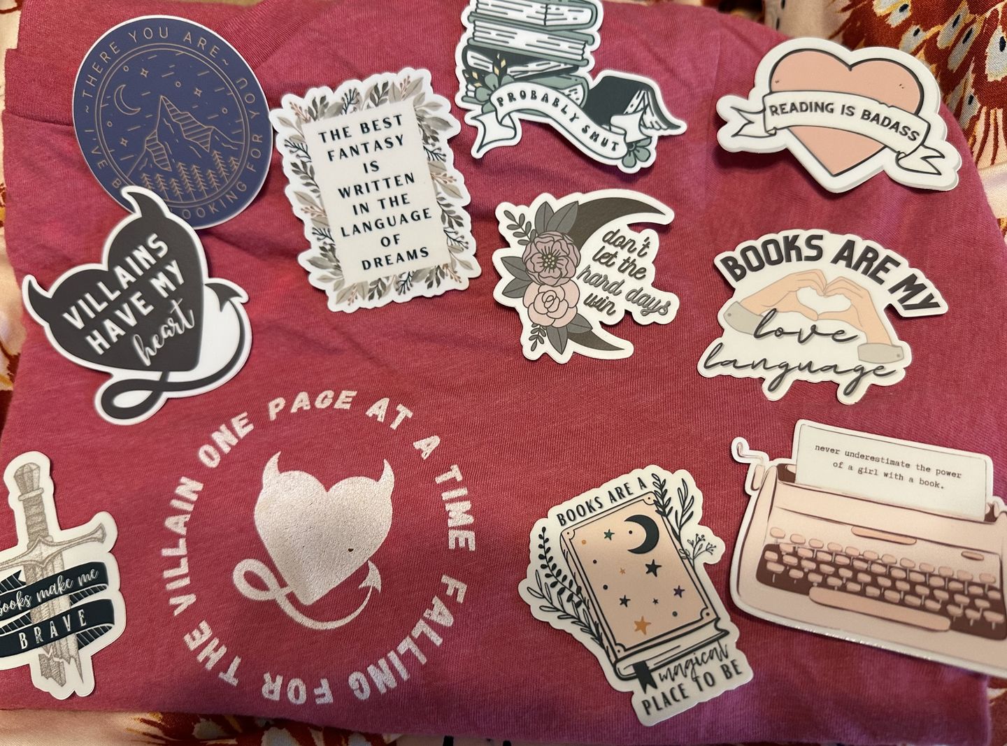 Customer photo review of falling for the villain one page at a time t-shirt