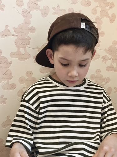 Customer photo review of Stripe Ribbed Set Kids - White/Forest