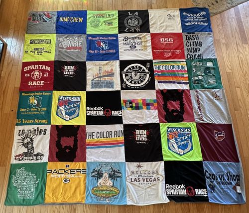 T-shirt quilt featuring green bay packers by Russell from WI