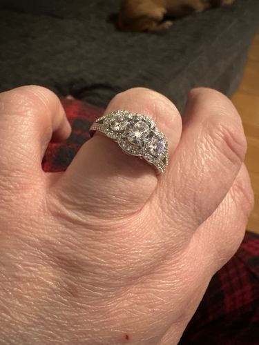 Customer photo review of 3-Stone 0.8ct CZ Split Shank Ring in Sterling Silver