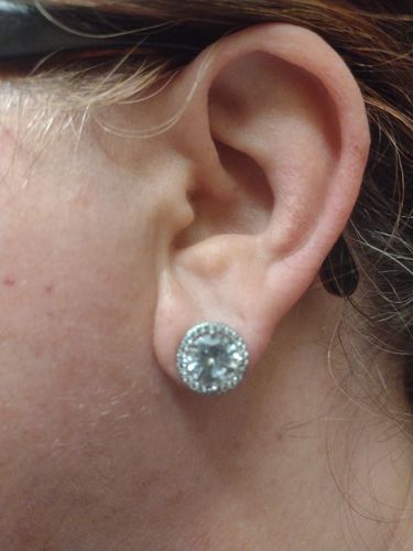 Customer photo review of Round-Shaped Pave' Stud Earrings
