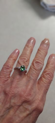 Customer photo review of 3-Stone Green Oval CZ Ring in Sterling Silver 1.2ct
