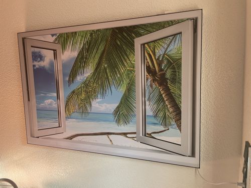 Customer photo review of Leuchtbild | Fensterblick Karibik Palme | Querformat
