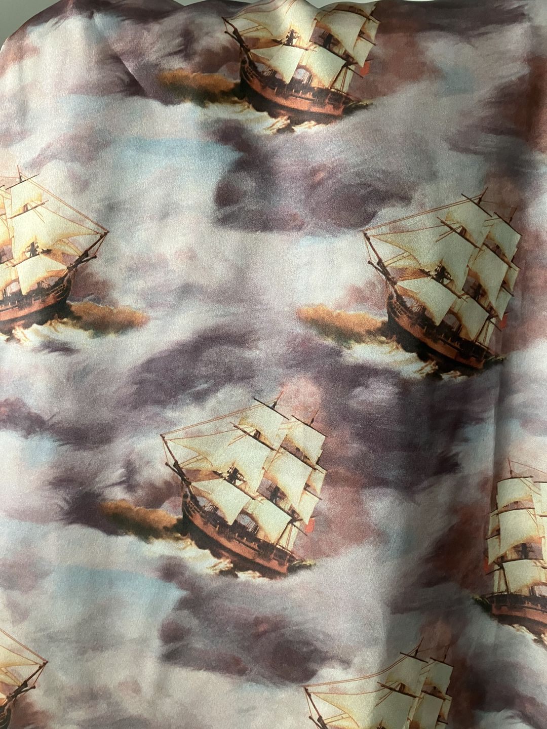 Customer photo review of Sailing Ships Satin Fabric