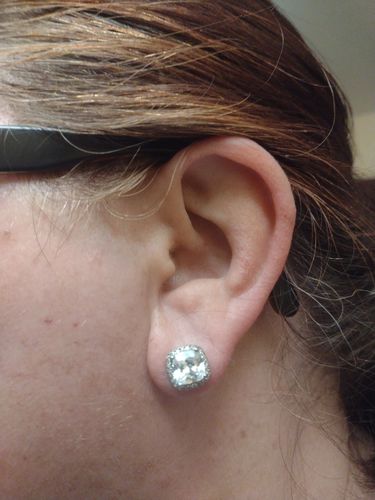 Customer photo review of Cushion-Shaped Pave' Stud Earrings
