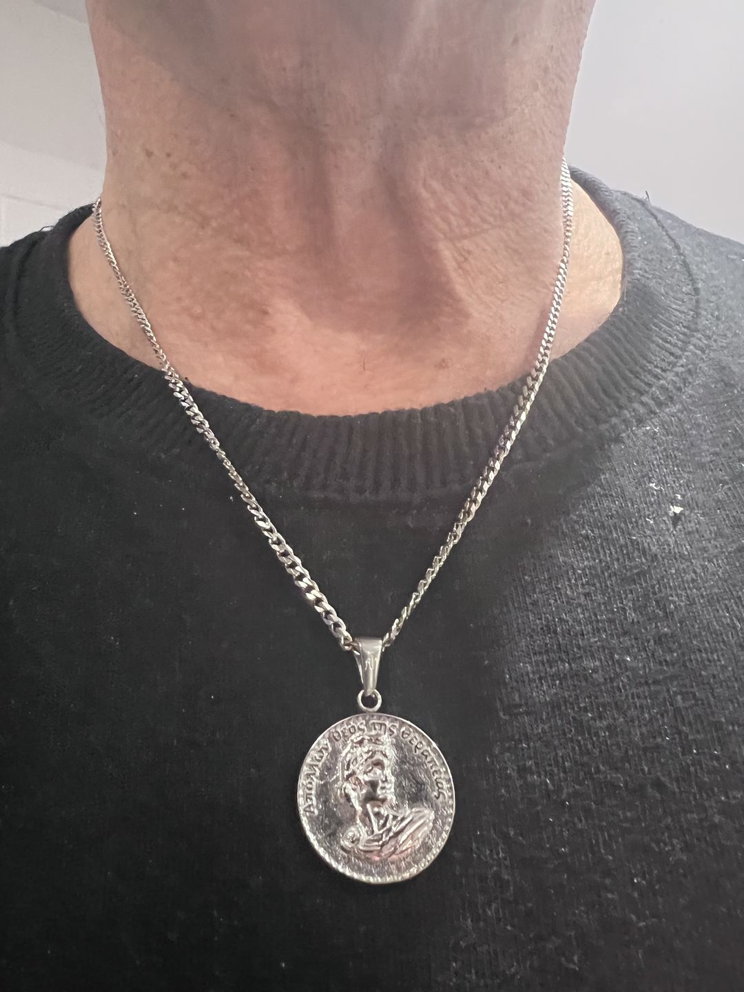 Customer photo review of Apollo Double Sided Coin Pendant - Silver