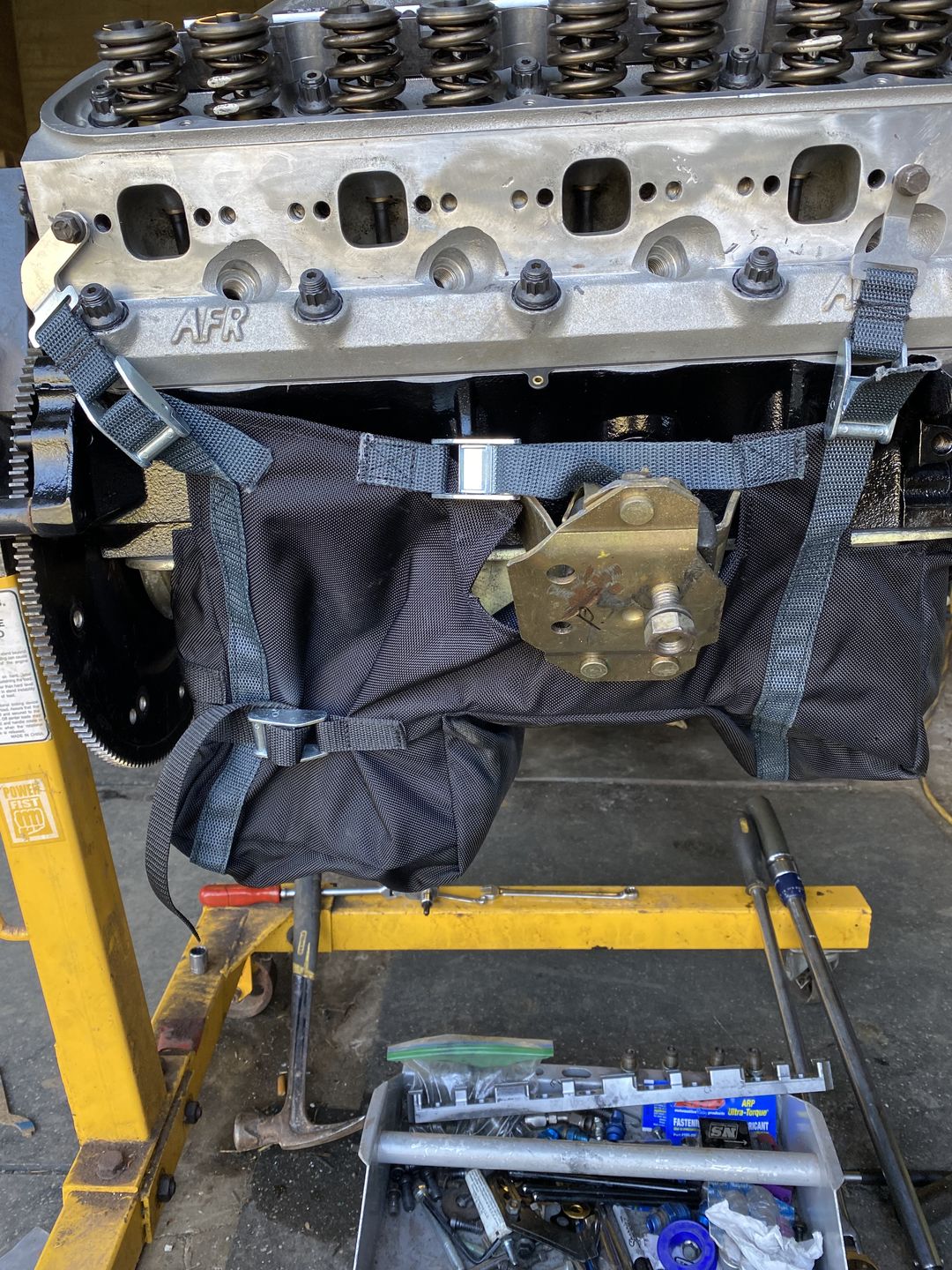 Customer photo review of Motion Raceworks SBF Engine Diaper for Dual Sump for Moroso 20534 / 20520 and similar Oil Pan