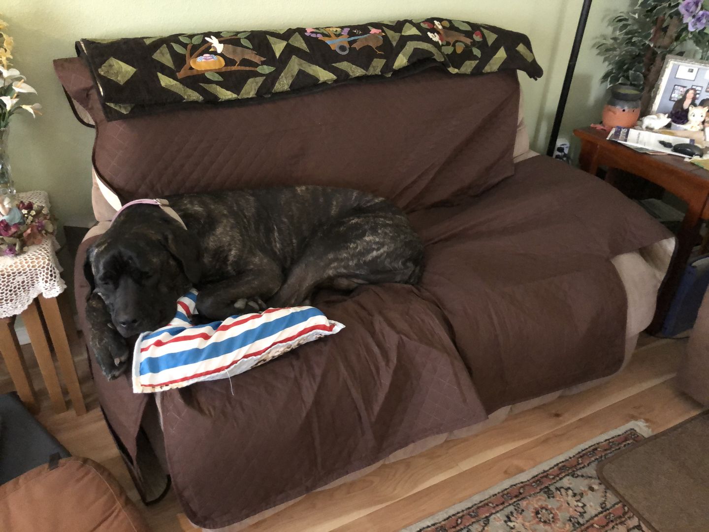 Customer photo review of NEW Machine-Washable, Dryer-Safe Furniture Protector Couch Cover With Side Pockets & Back Straps (+2-In-1 Reversible Colors!)