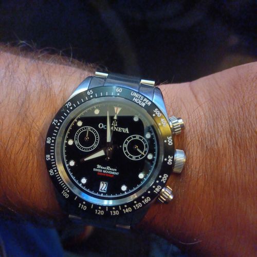 Customer photo review of Oceaneva™ Men's WaveRacer™ 500M Pro Diver Black Dial Chronograph Watch