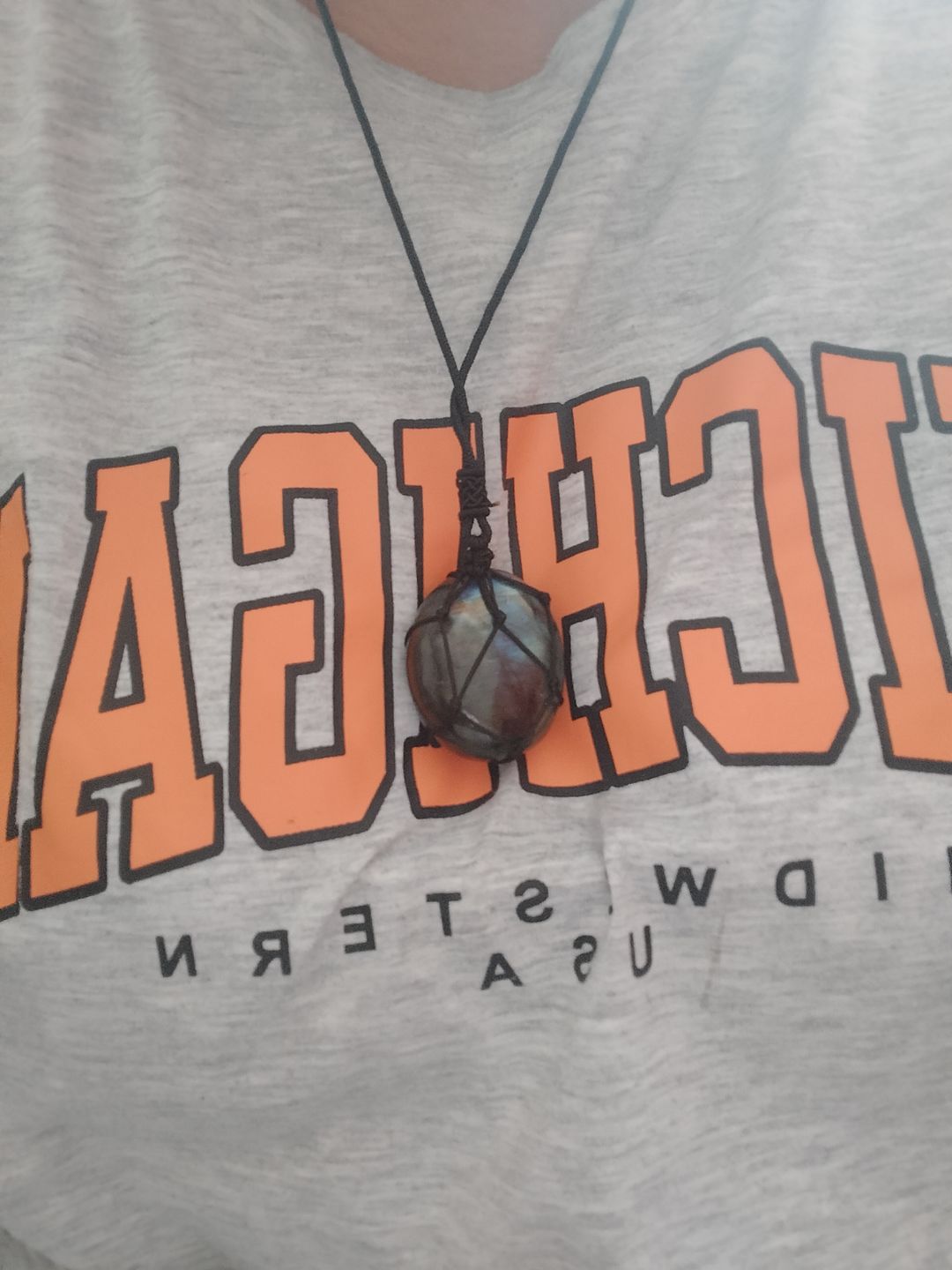 Customer photo review of Dragons Heart Labradorite Necklace