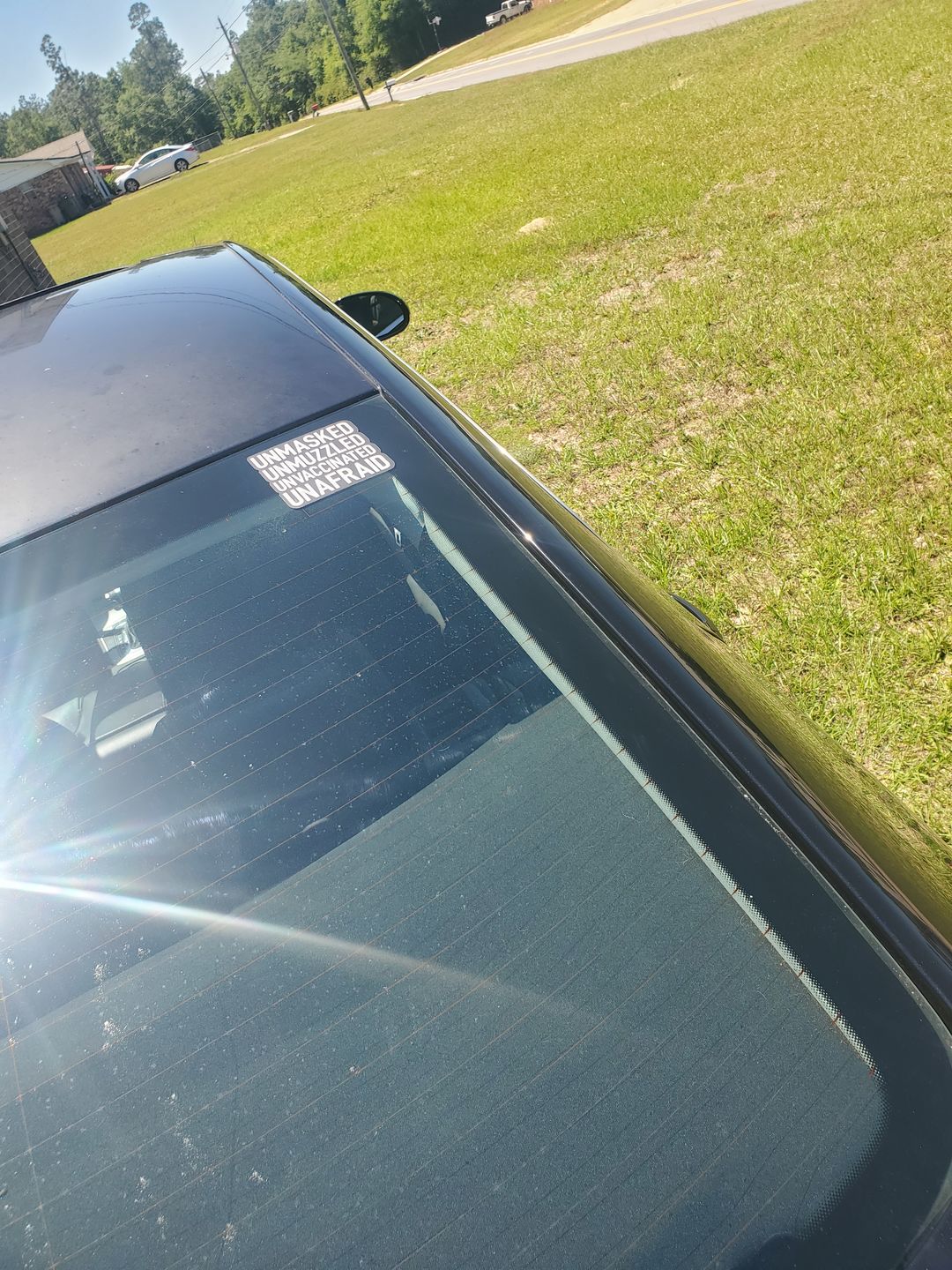 Customer photo review of Unmasked Unmuzzled Decal