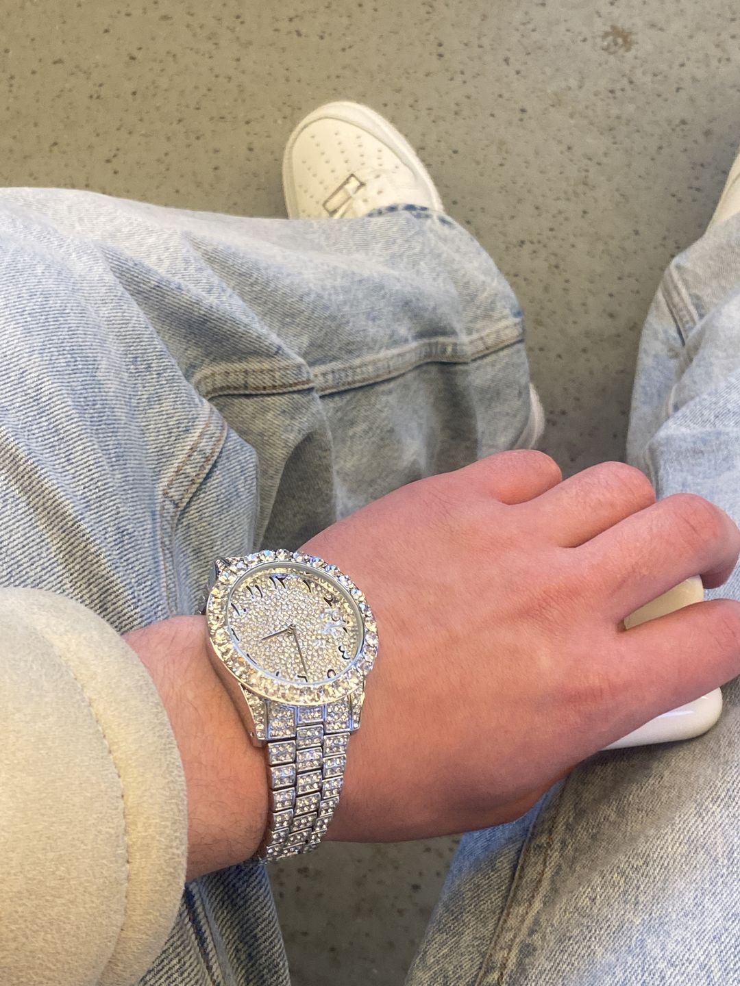 Customer photo review of Arabic Dial Diamond Simulant Watch - Silver