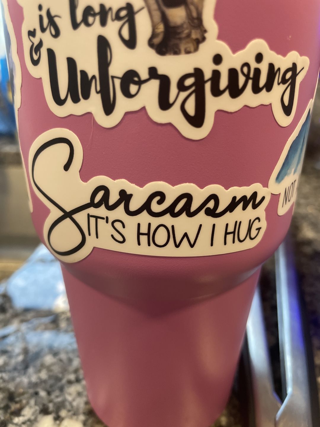 Customer photo review of Sarcasm It's How I Hug Sticker