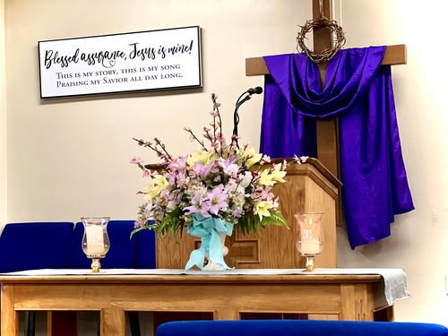 Customer photo review of Blessed Assurance Jesus Is Mine Sign II
