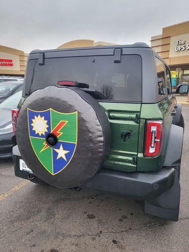 Customer photo review of Custom Spare Tire Cover for Jeep, RV, Bronco Camper, Trailer, & More