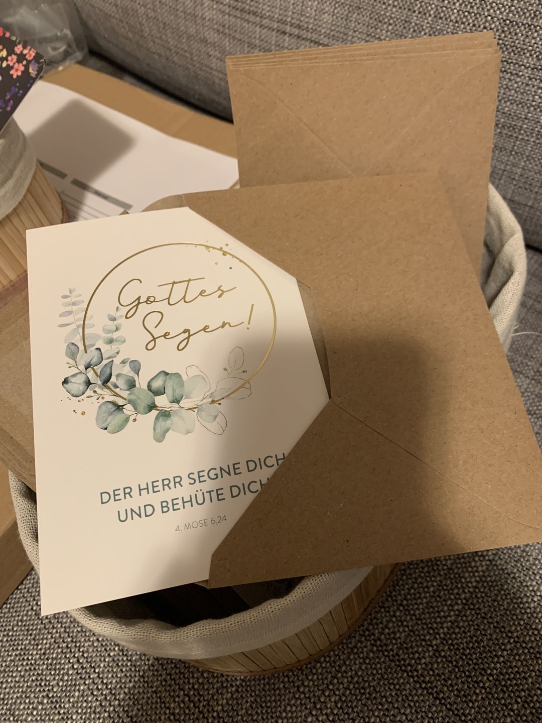 Customer photo review of Postkarte "Gottes Segen!" · Bibelvers zum Geburtstag, zur Hochzeit · A6 · mit Gold veredelt