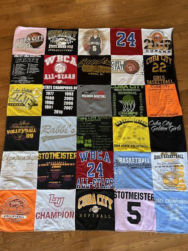 T-shirt quilt featuring cuba city girls basketball, cuba city volleyball by Grace from VA