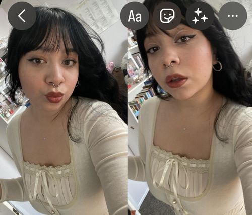 Customer photo review of Anais Coquette Square Neck Top