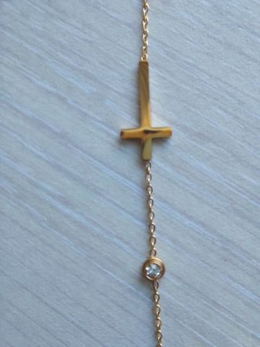 Customer photo review of 14k Gold Cross Necklace Bracelet Anklet