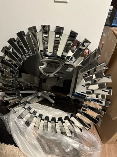 Customer photo review of Modern Sunburst Beveled Round Mirror 36"