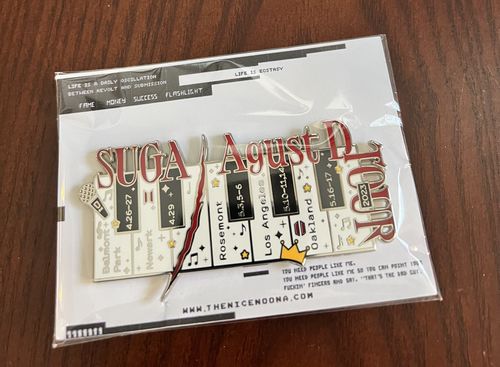 Customer photo review of BTS Suga | Agust D Tour Enamel Pins