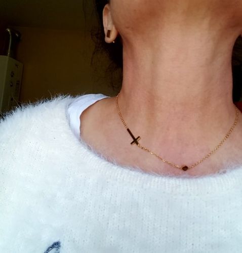 Customer photo review of 14k Gold Cross Necklace Bracelet Anklet