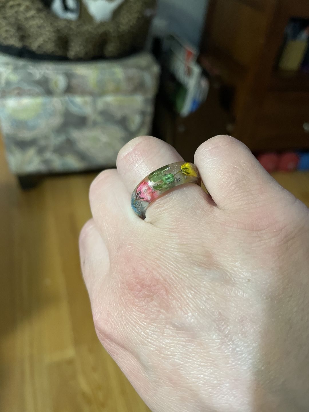 Customer photo review of Wildflower Ring with Cremation Ash