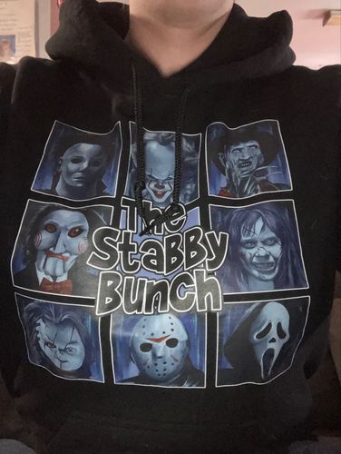 Customer photo review of The Stabby Bunch Hoodie