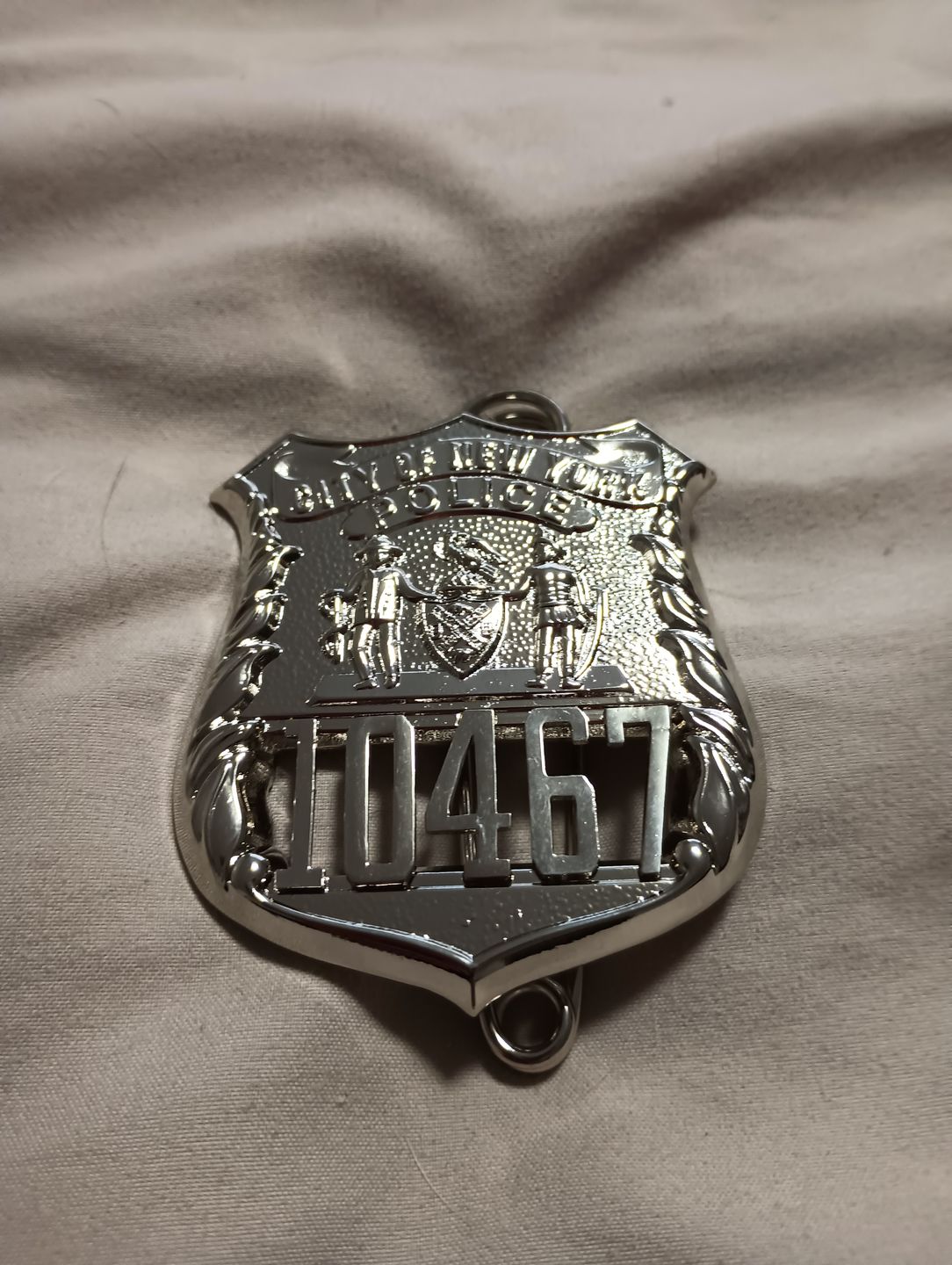 Customer photo review of NY New York Police Officer Badge Replica Movie Props *Customizable Badge Number*