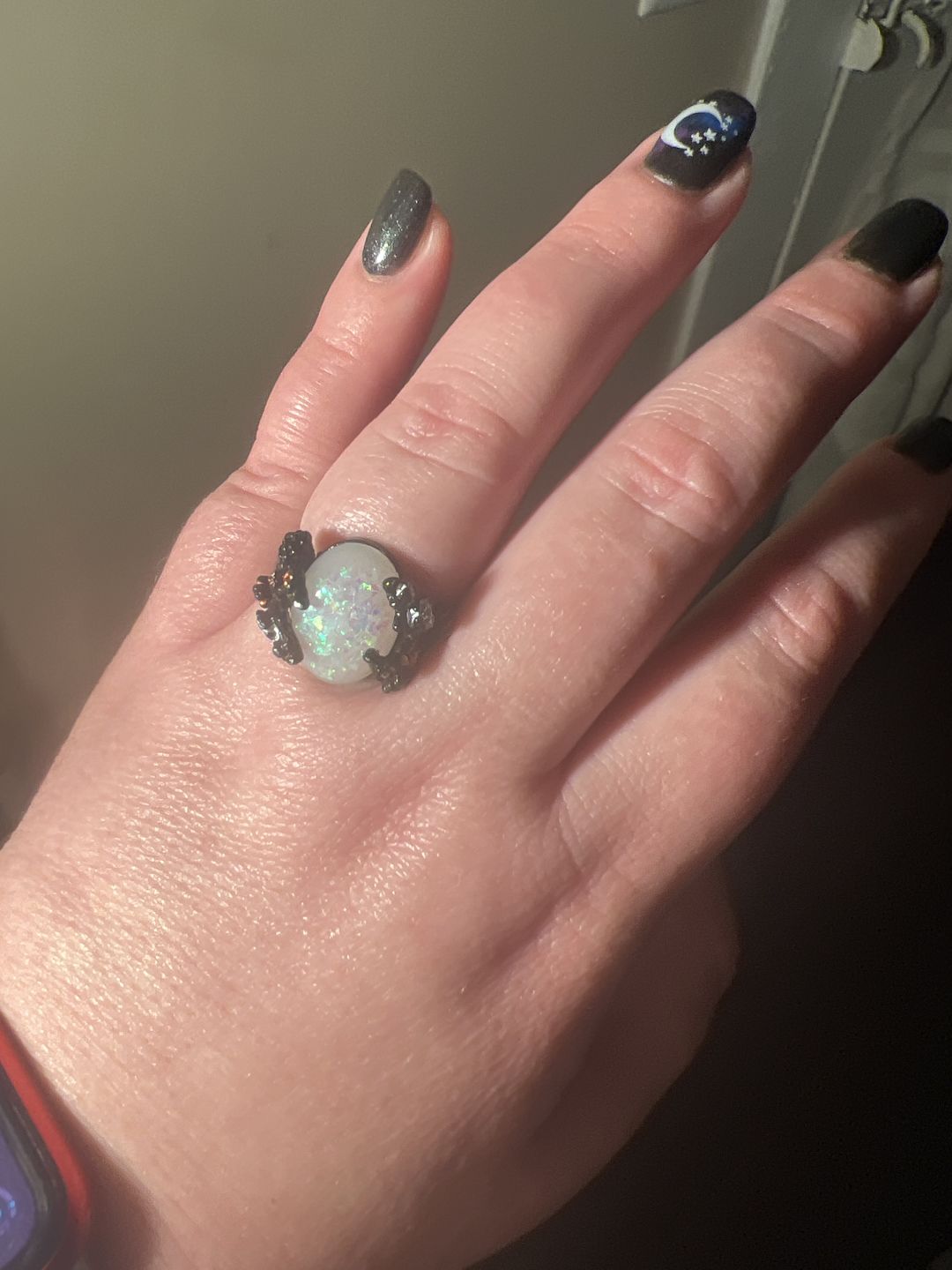 Customer photo review of Midnight Blossom Opal Crystal Ring