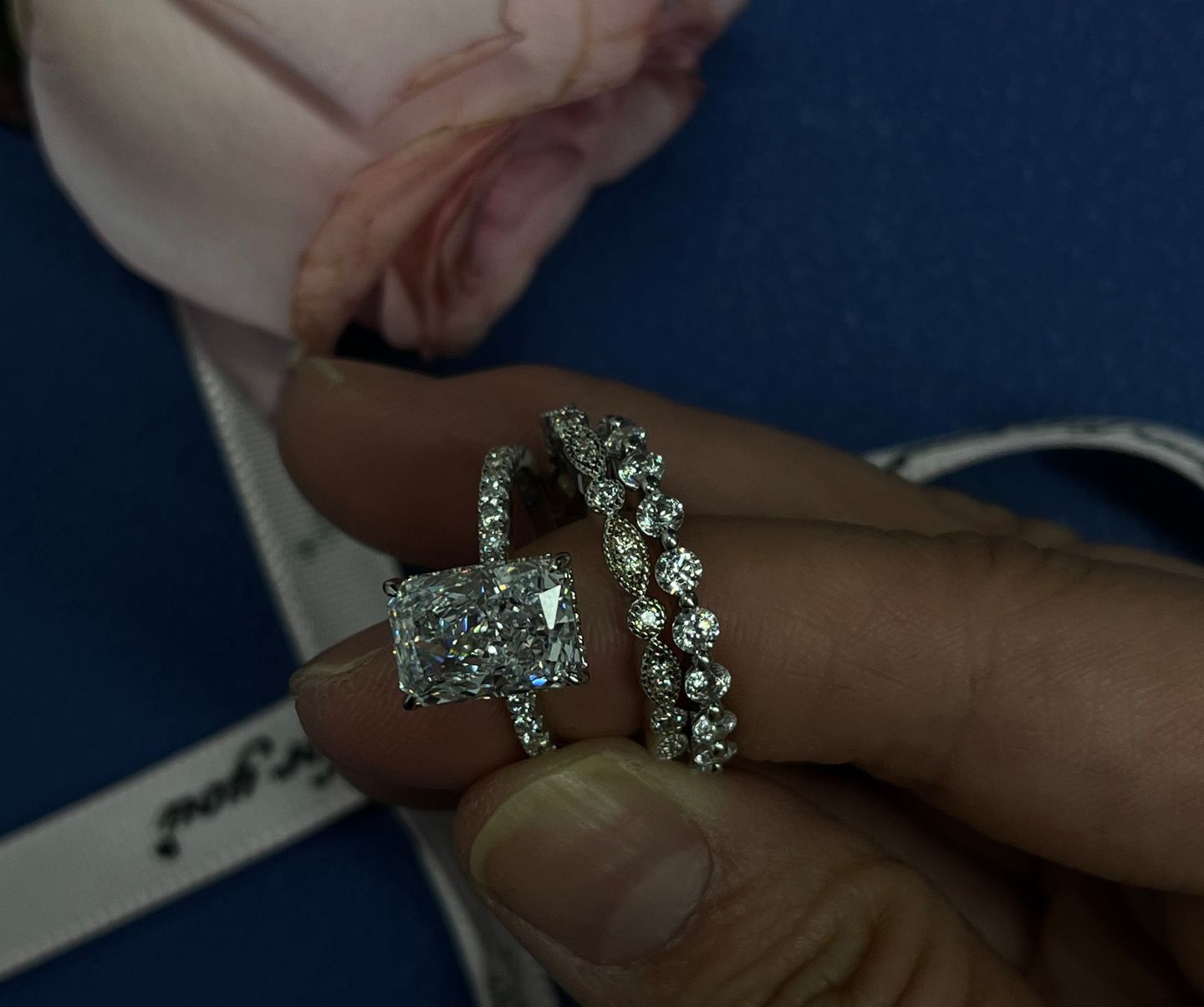 Customer photo review of Louily 0.5 Ct Round Cut Classic Full Eternity Thin Wedding Band For Women In Sterling Silver